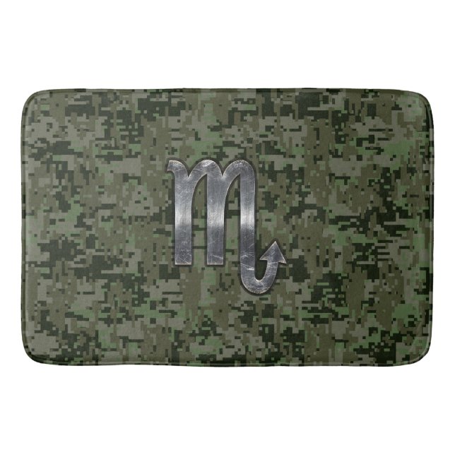 Tapete De Banheiro Scorpio Zodiac - Sinal Woodland Camo Digital Verde (Frente)