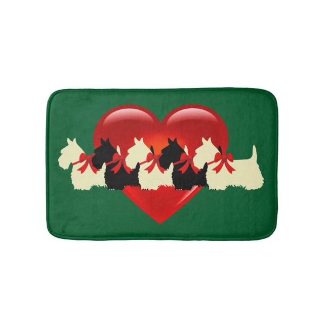 Tapete De Banheiro Scottish Terrier/red Hear/Kelly/Irish green (frente)