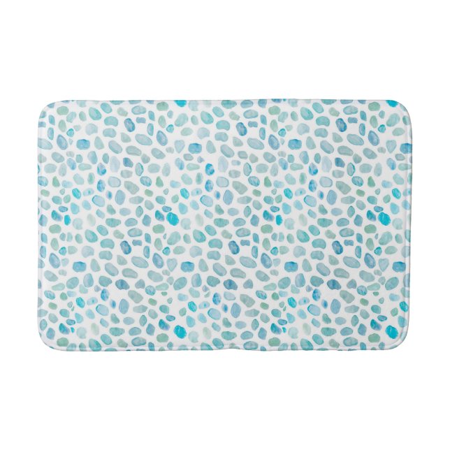Tapete De Banheiro Sea Glass Turquoise Beach Pebble Medium Bath Mat (Frente)