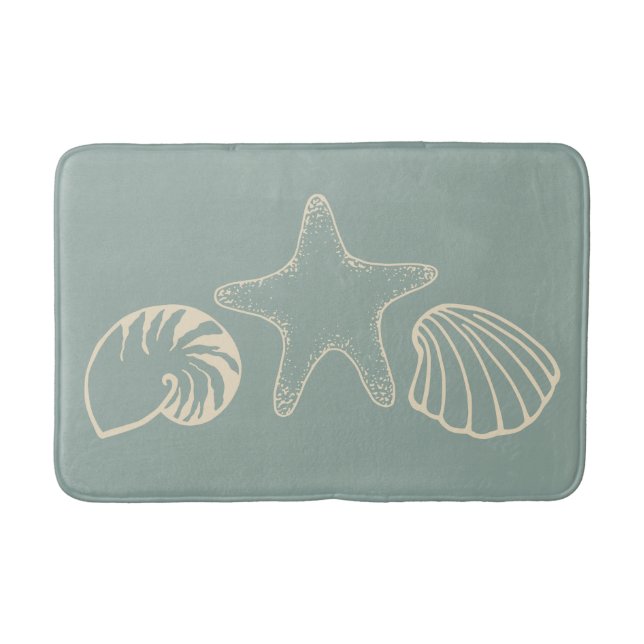 Tapete De Banheiro Sea Green Shells Bath Mat (Frente)