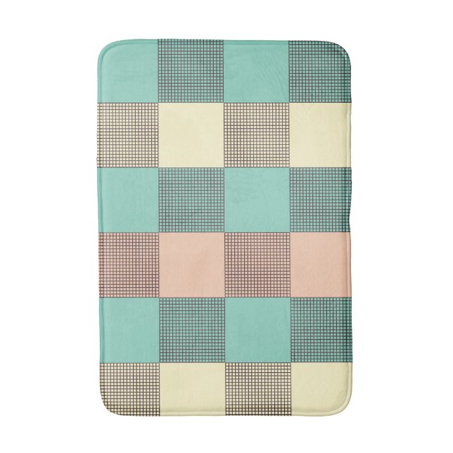 Tapete De Banheiro Seamless retro pattern with rounded squares bath m (Frente Vertical)