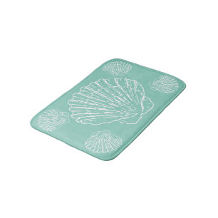 Tapete De Banheiro Seashell náutico branco no verde de Seafoam