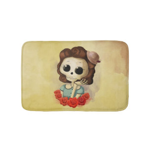 Tapete De Banheiro Senhorita pequena Morte e rosas
