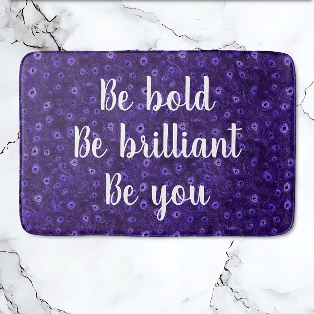 Tapete De Banheiro Ser Paraíso Púrpura Brancos (Purple Peacock Paradise - Be bold, Be brilliant, Be you Bathmat.)