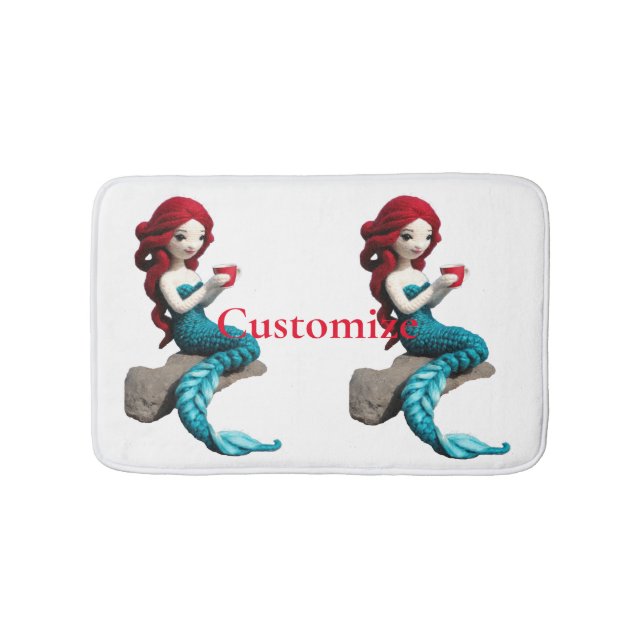 Tapete De Banheiro Sereia Relaxando Com Bebida Thunder_Cove (frente)