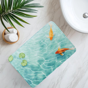 Tapete De Banheiro Serenidade de Peixes Koi em Aquarela