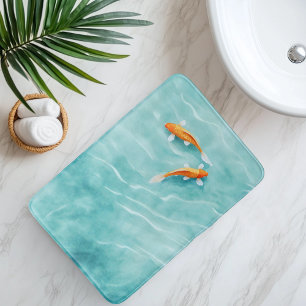 Tapete De Banheiro Serenidade de Peixes Koi em Aquarela