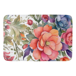 Tapete De Banheiro Sereno Design de Padrão Floral em Aquarela