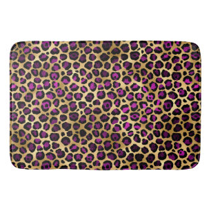 Tapete De Banheiro Série Leopardo Roxo e Dourada Design 4