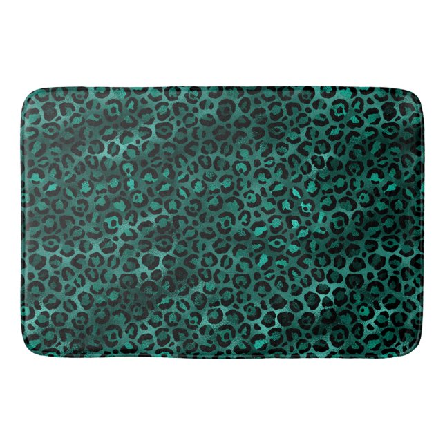 Tapete De Banheiro Série Teal e Gold Leopard Design 5 (Frente)
