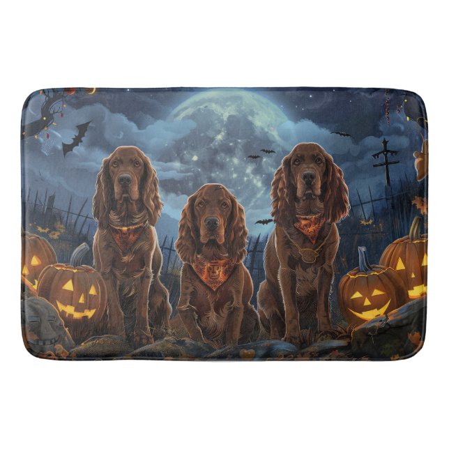 Tapete De Banheiro Setter Vermelho Irlandês Halloween Assustador (Frente)
