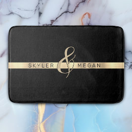 Tapete De Banheiro Seus nomes, Dourada faixa em preto