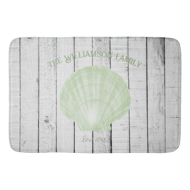 Tapete De Banheiro Shell Bath Mat Verde Vintage (Frente)