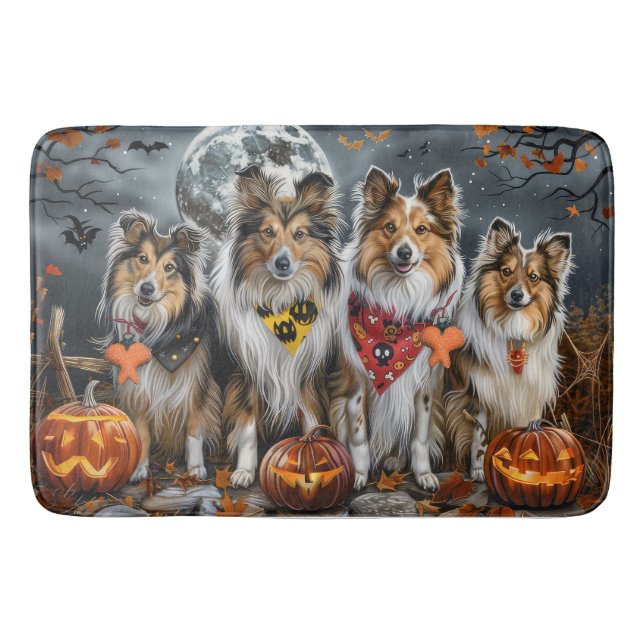 Tapete De Banheiro Shetland Sheepdog Halloween Spooky (Frente)