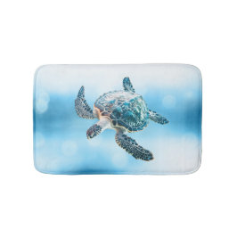 Tapete De Banheiro Shimmering Turquoise Sea Turtle | Coastal