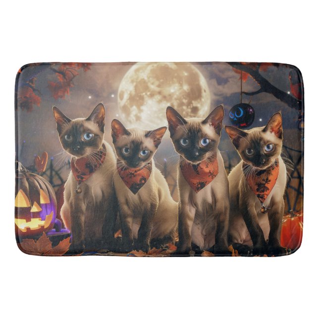 Tapete De Banheiro Siamese Cat Halloween Spooky (Frente)