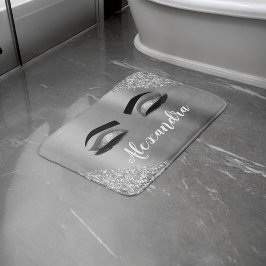 Tapete De Banheiro Silver Glitter Sparkle Eyelashes Monograma