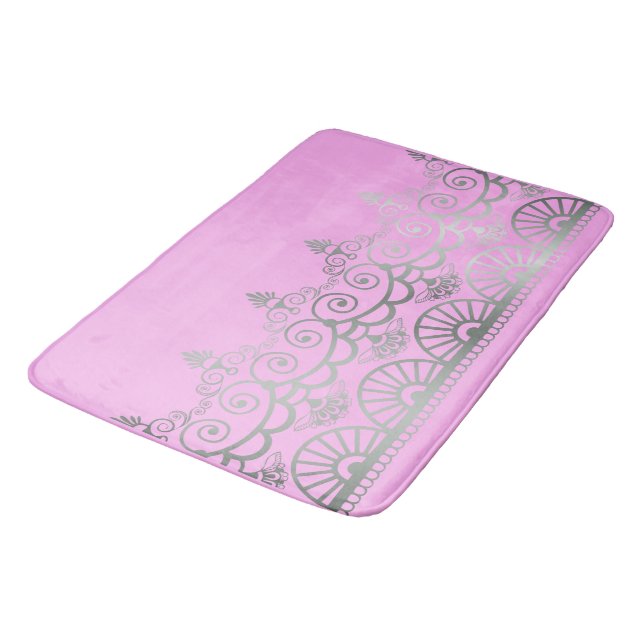 Tapete De Banheiro Silver Mehndi - Bath Mat (Angulado)