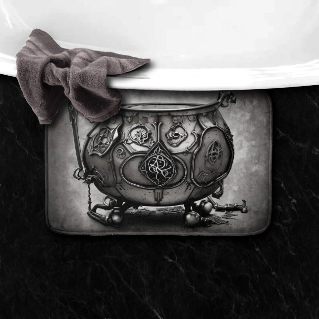 Tapete De Banheiro Silvery Steampunk Cauldron com Ornamentado Magic S (Criador carregado)