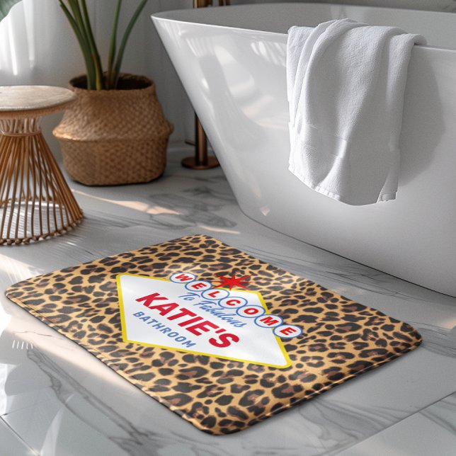 Tapete De Banheiro Sinal de Vegas Personalizado Impressão Leopardo (Criador carregado)