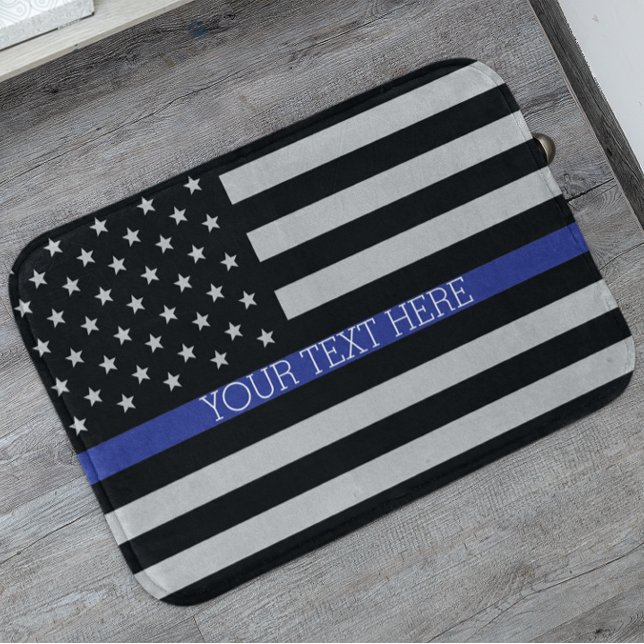 Tapete De Banheiro Sinalizador Americano Thin Blue Line Personalizado (Criador carregado)
