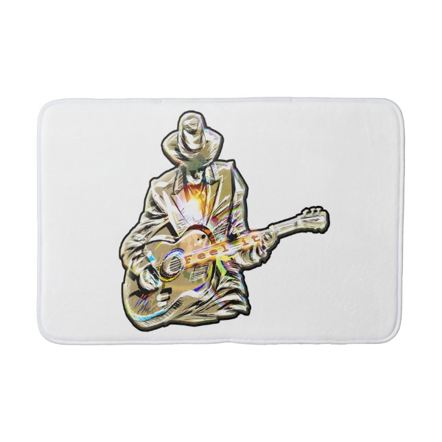 Tapete De Banheiro Sinta os Blues - Design de violão artístico (Frente)