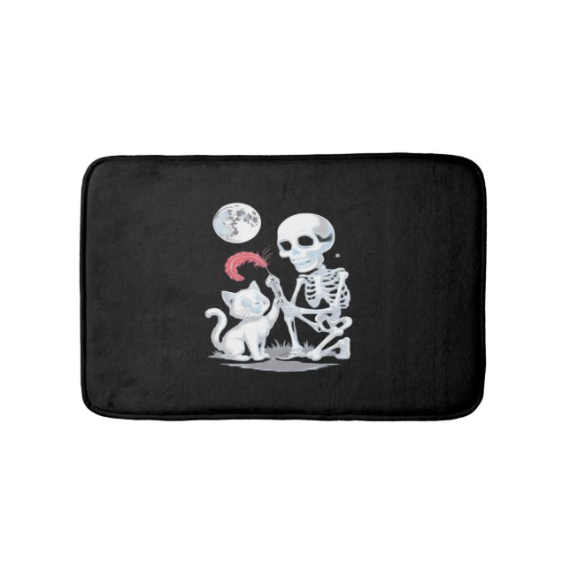 Tapete De Banheiro Skeleton Cat gatinho do crânio Design Cla (frente)