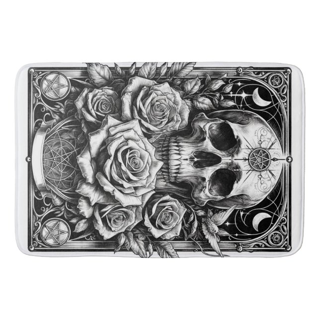Tapete De Banheiro Skeleton Skeleton & Rosa Tarot Art (Frente)