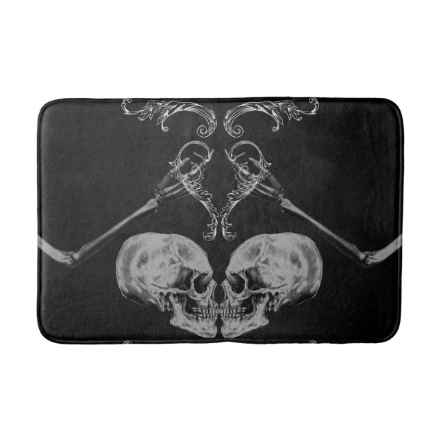 Tapete De Banheiro Skeletons Vintage Black (Frente)