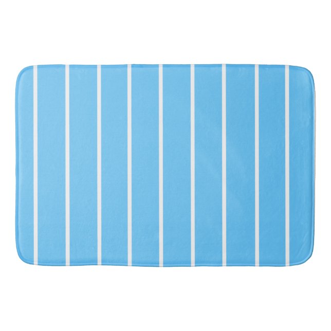 Tapete De Banheiro Sky Blue and White Summer Stripes (Frente)
