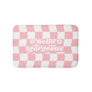 Tapete De Banheiro Slogan da prancheta branca rosa-giro