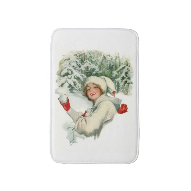 Tapete De Banheiro Snowball Fight (por Harrison Fisher) (Frente Vertical)