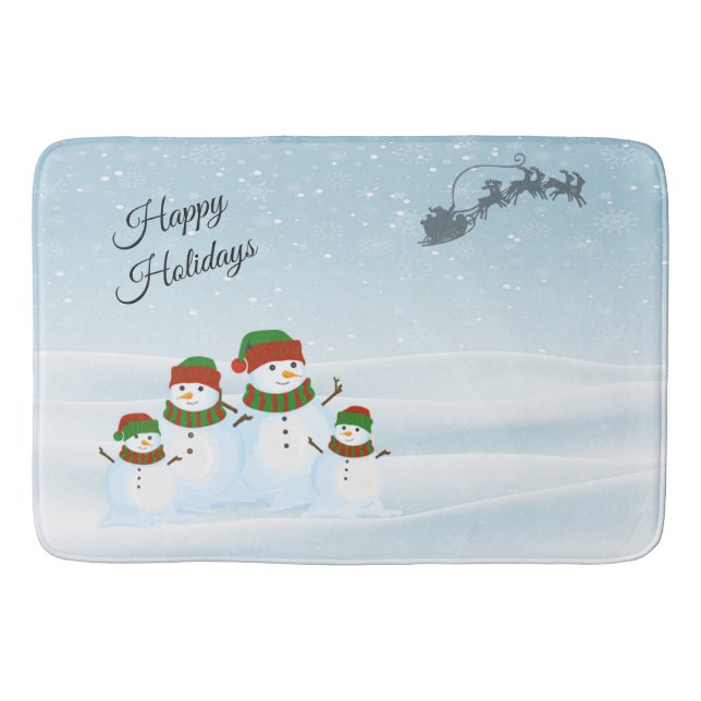 Tapete De Banheiro Snowman Family Holiday Bath Mat (Frente)