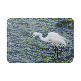 Tapete De Banheiro Snowy Egret Stort Lake White Bird