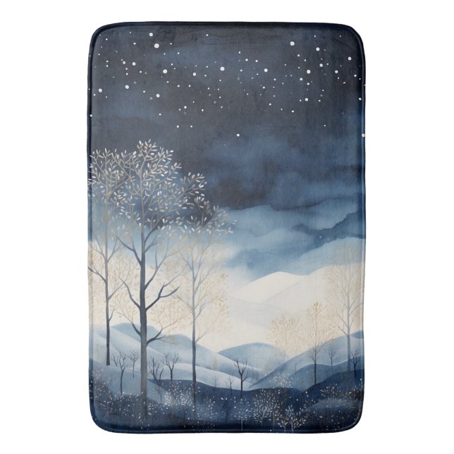 Tapete De Banheiro Snowy Winter Landscape Bath Mat (Frente Vertical)