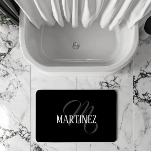 Tapete De Banheiro Sobrenome Personalizado Elegante Preto   Nome