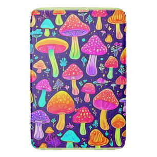 Tapete De Banheiro Soft Neon: Patch do Cogumelo de Cartoon