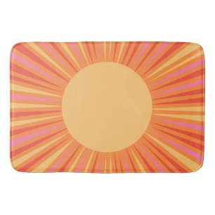Tapete De Banheiro Sol de Verão Retro Raios de Sol Amarelo Laranja Ro