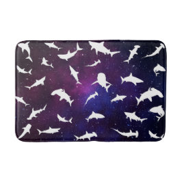 Tapete De Banheiro Sombra branca de peixes-tubarão no espaço de galáx