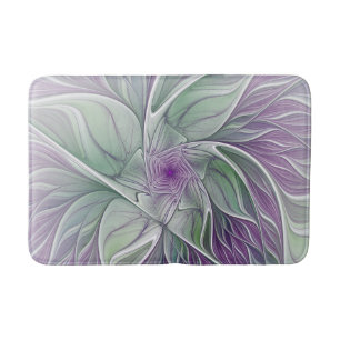 Tapete De Banheiro Sonho de Flor, Arte Fractal Abstrata Roxa Verde