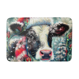 Tapete De Banheiro Sonho de Vaca do Horário Mais Quente Floral Vermel