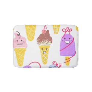 Tapete De Banheiro Sorvetes Kawaii, um padrão bonito e perfeito.