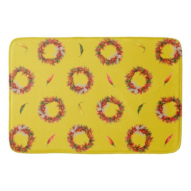 Tapete De Banheiro Southwest Chile Wreaths and Peppers Customizeable (Frente)