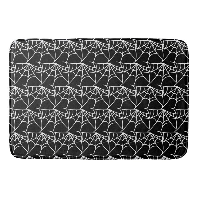 Tapete De Banheiro Spider Webs Halloween Black Pattern Spooky (Frente)