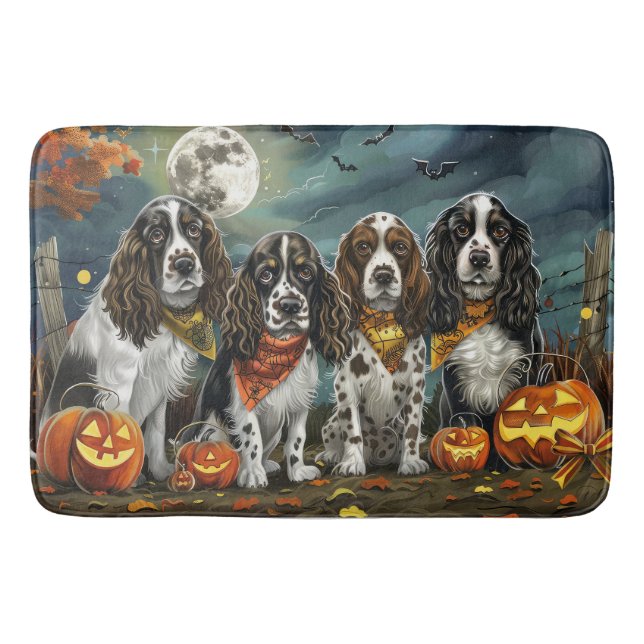 Tapete De Banheiro Springer Spaniel Halloween Assustador (Frente)