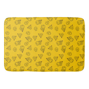 Tapete De Banheiro Sr. Feliz & teste padrão amarelo pequeno da
