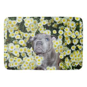 Tapete De Banheiro Staffordshire Bull Terrier In Daisies, Bathmat