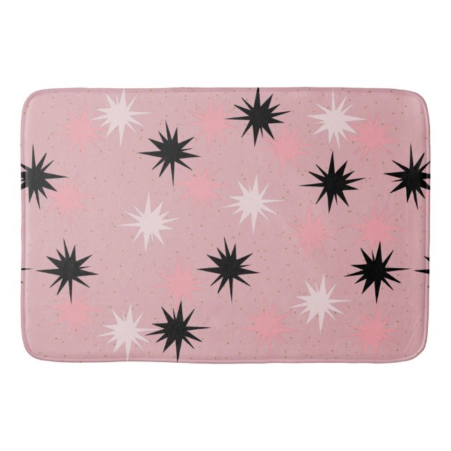 Tapete De Banheiro Starbursts Atômicos Rosa Bath Mat (Frente)