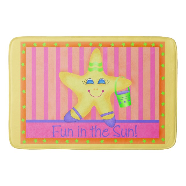 Tapete De Banheiro Starfish divertido em Sun Beach Custom Mat (Frente)