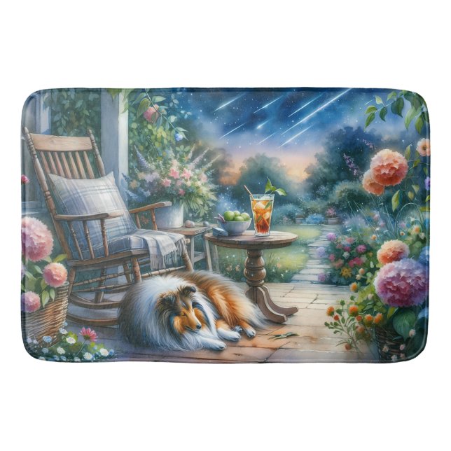 Tapete De Banheiro Starlit Garden Porch Sheltie Dream (Frente)
